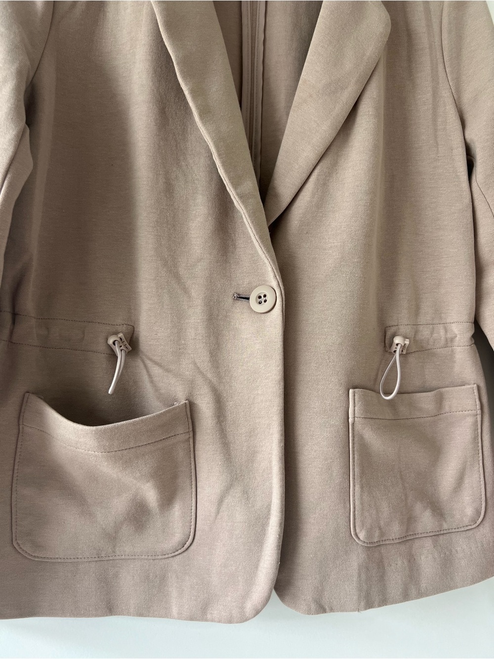 Liz Claiborne Beige Blazer Adjustable Waist Drawstring & Patch Pockets Small - Picture 4 of 8